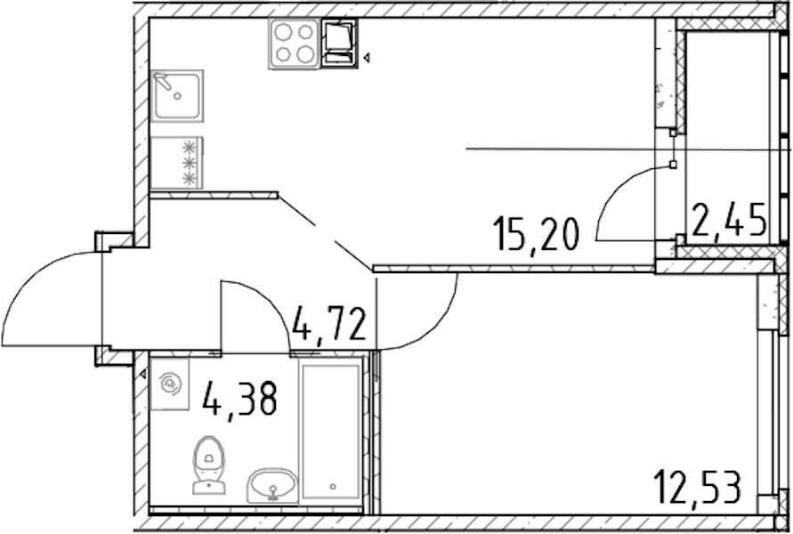 1-комнатная квартира 36.83 м², 7/17 эт., ЖК «Город Первых»